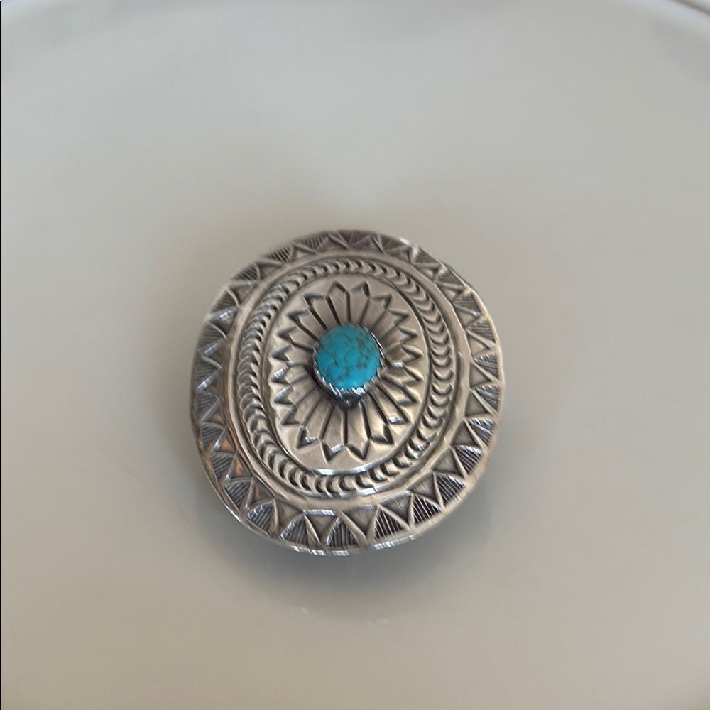 Silver and Turquoise Belt Buckle